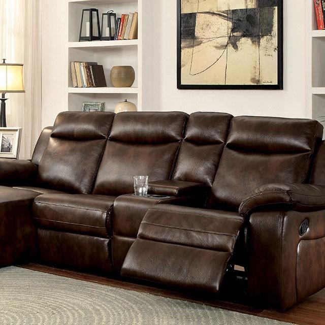 Furniture of America Hardy Reclining Leather Look 3 pc Sectional CM6781BR-SECTIONAL IMAGE 3