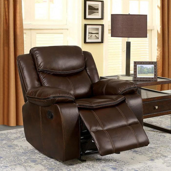 Furniture of America Pollux Leatherette Recliner CM6981BR-CH IMAGE 1