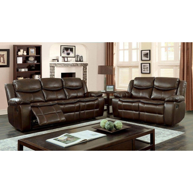 Furniture of America Pollux Reclining Leatherette Loveseat CM6981BR-LV IMAGE 4