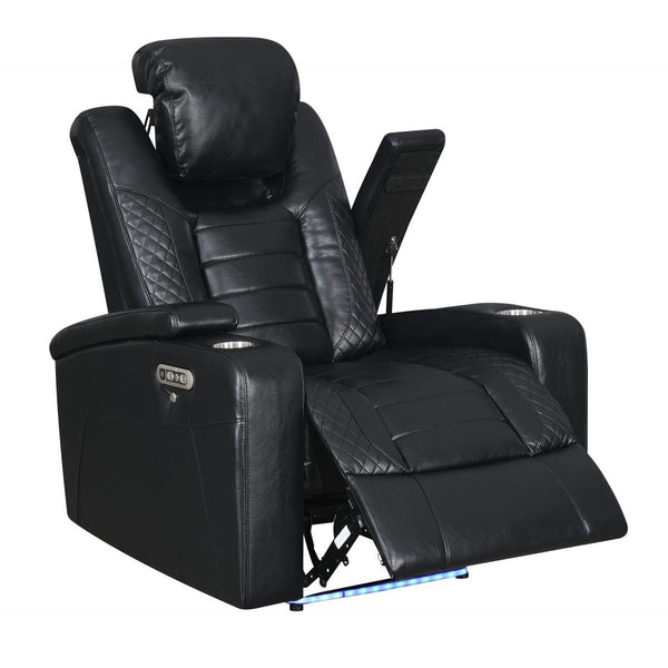 PFC Furniture Industries Transformer Power Fabric and Leather Look Recliner Transformer U1869 Power Recliner - Black IMAGE 1