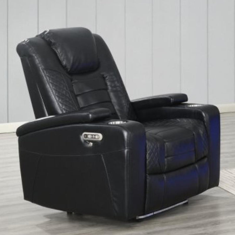 PFC Furniture Industries Transformer Power Fabric and Leather Look Recliner Transformer U1869 Power Recliner - Black IMAGE 2