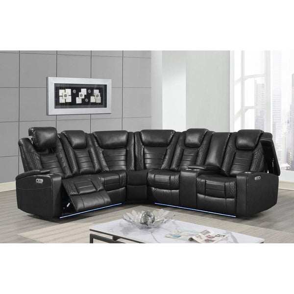 PFC Furniture Industries Transformer Power Reclining Fabric and Leather Look 4 pc Sectional Transformer U1869 4 pc Power Reclining Sectional - Black IMAGE 1