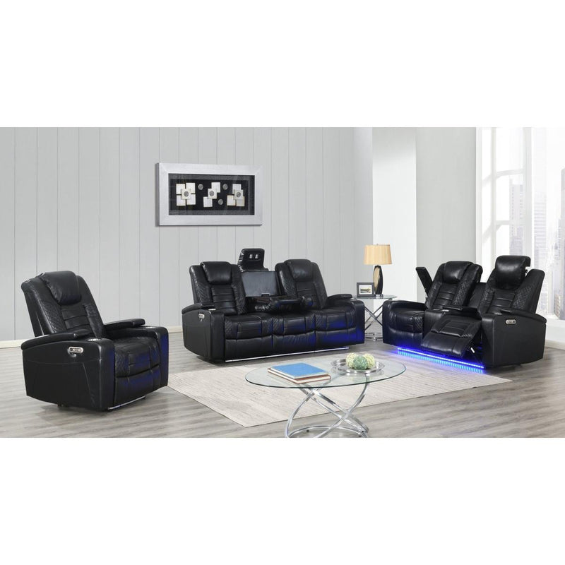 PFC Furniture Industries Transformer Power Reclining Fabric and Leather Look Loveseat Transformer U1871 Power Reclining Loveseat - Black IMAGE 3