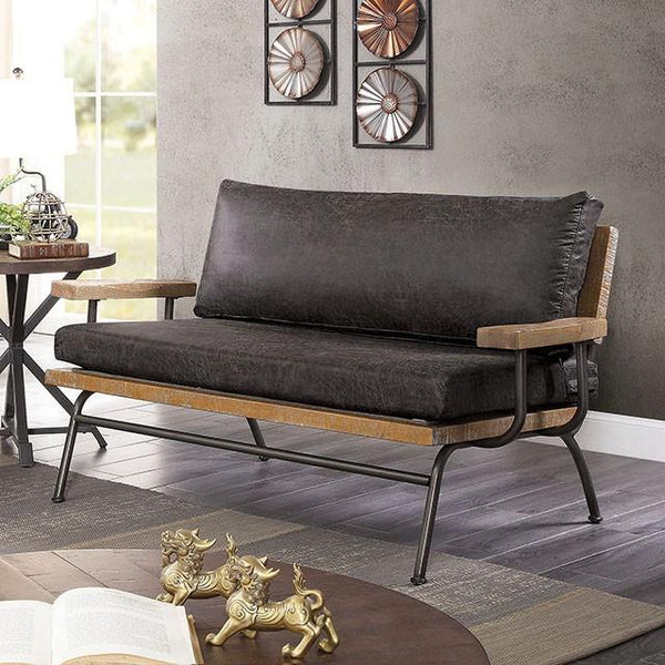 Furniture of America Santiago Stationary Leatherette Loveseat CM6077GY-LV IMAGE 1