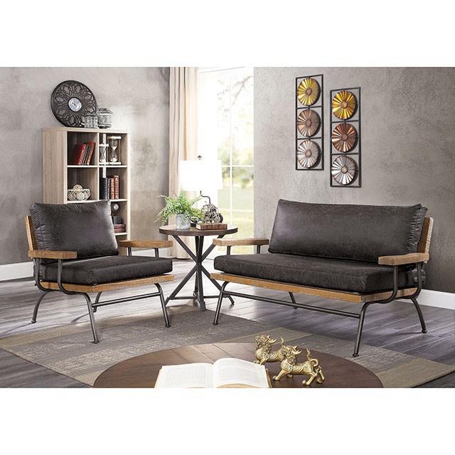 Furniture of America Santiago Stationary Leatherette Loveseat CM6077GY-LV IMAGE 2