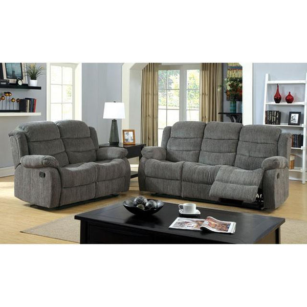 Furniture of America Millville Reclining Fabric Loveseat CM6173GY-LV IMAGE 1