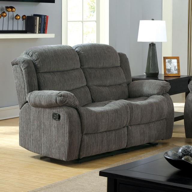 Furniture of America Millville Reclining Fabric Loveseat CM6173GY-LV IMAGE 3