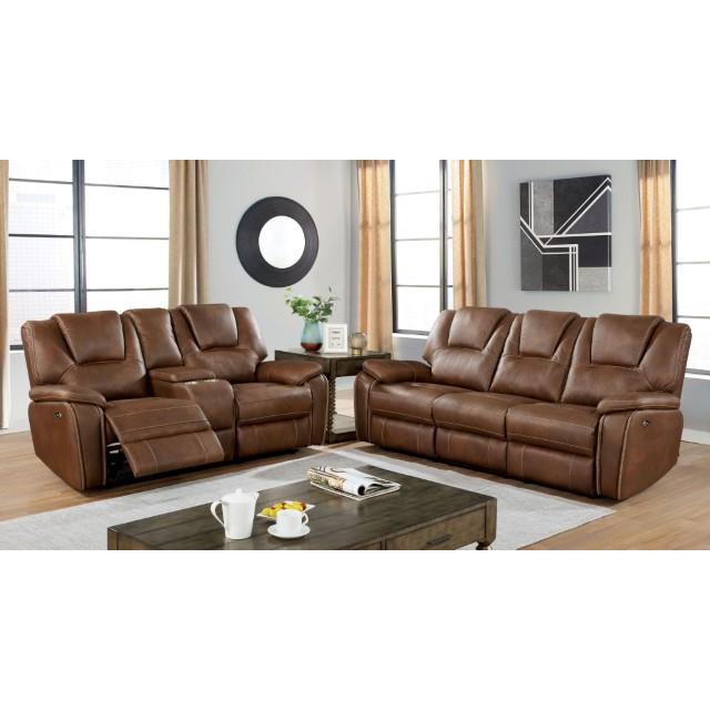 Furniture of America Ffion Reclining Leather Look Loveseat CM6219BR-LV IMAGE 2