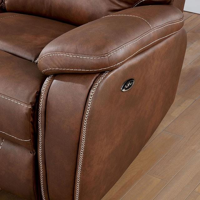 Furniture of America Ffion Reclining Leather Look Loveseat CM6219BR-LV IMAGE 3