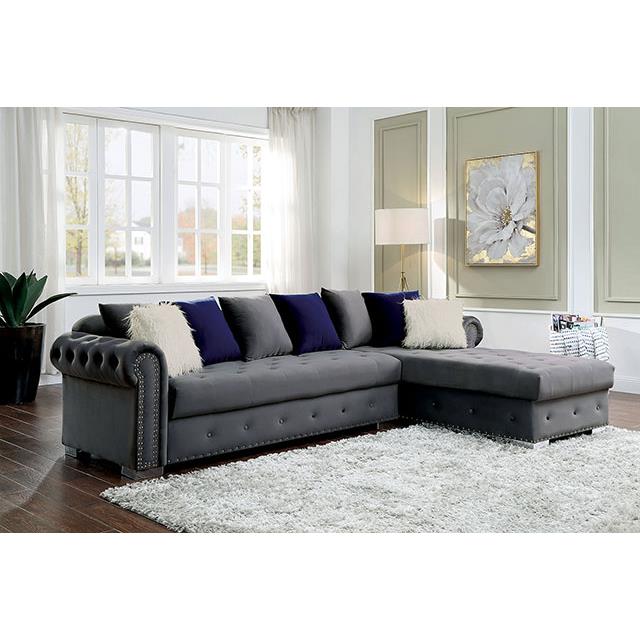 Furniture of America Wilmington Fabric Sectional CM6239GY-SECT IMAGE 2