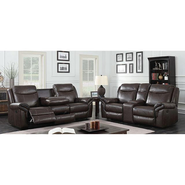 Furniture of America Chenai Reclining Leather Look Loveseat CM6297-LV-VN IMAGE 1