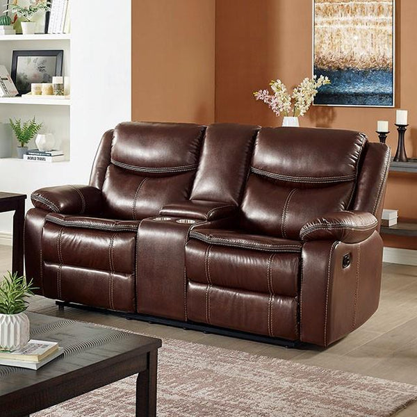 Furniture of America Jeanna Reclining Leather Look Loveseat CM6343-LV IMAGE 1