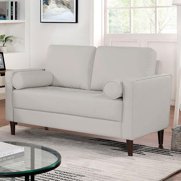Furniture of America Horgen Stationary Leather Look Loveseat CM6452WH-LV IMAGE 1