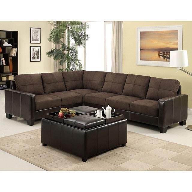 Furniture of America Lavena Fabric and Leather Look Sectional CM6453DK-PK IMAGE 2