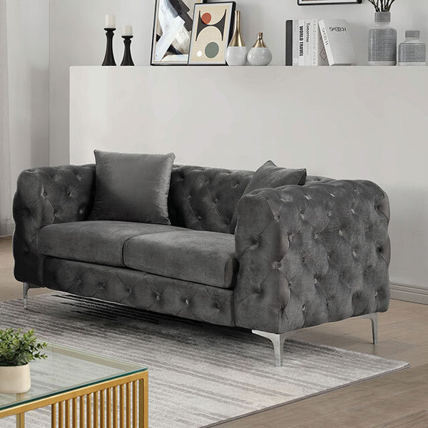 Furniture of America Sapphira Stationary Fabric Loveseat CM6498DG-LV-PK IMAGE 1