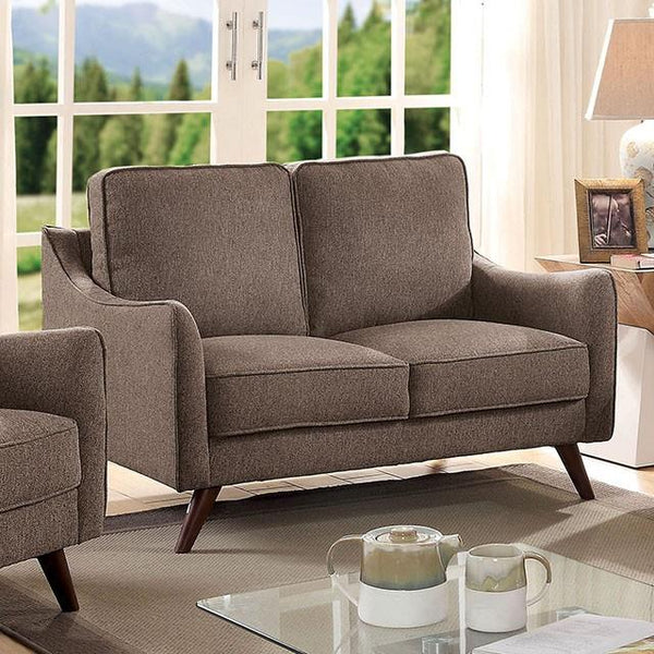 Furniture of America Maxime Stationary Fabric Loveseat CM6971BR-LV IMAGE 1