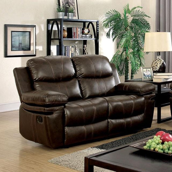 Furniture of America Listowel Reclining Bonded Leather Match Loveseat CM6992-LV IMAGE 1