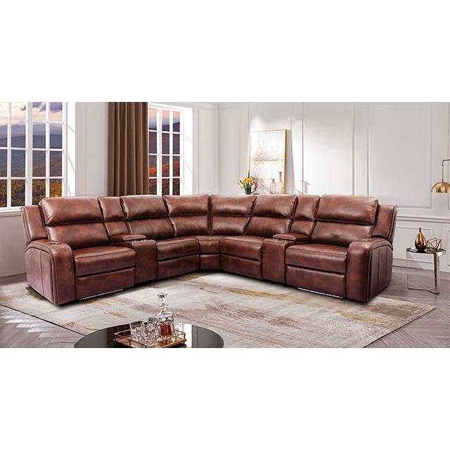 Furniture of America Callie Power Reclining Leather Look Sectional CM9901-SECT IMAGE 2