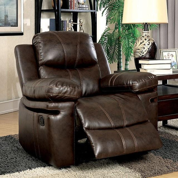 Furniture of America Listowel Bonded Leather Recliner CM6992-CH IMAGE 1