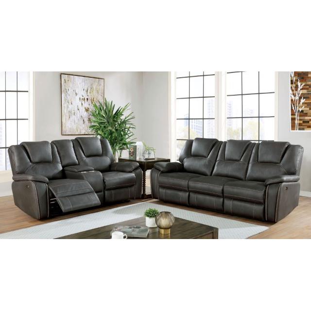 Furniture of America Ffion Power Leather Look Recliner CM6219GY-CH IMAGE 2