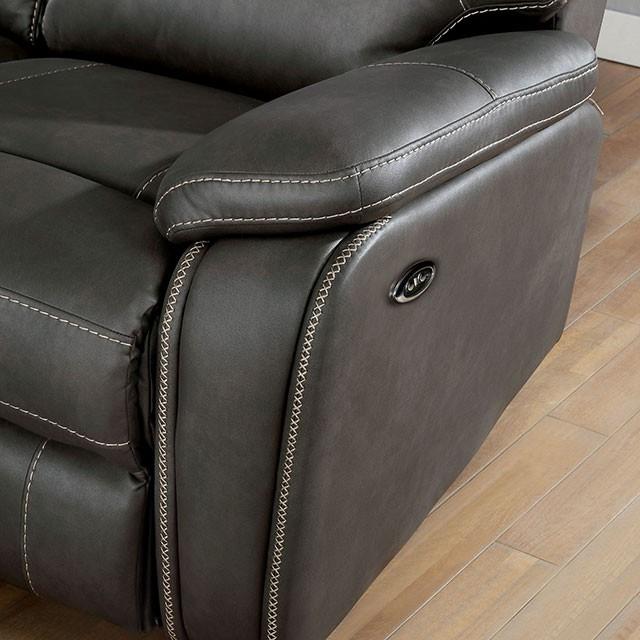 Furniture of America Ffion Power Leather Look Recliner CM6219GY-CH IMAGE 3