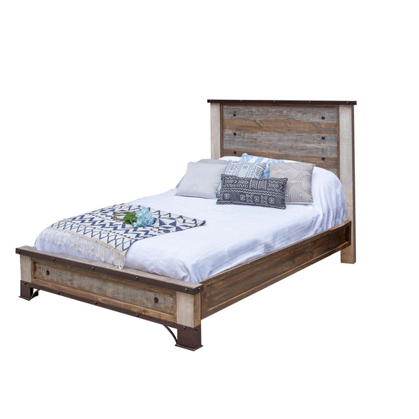 International Furniture Direct Antique Queen Panel Bed IFD966HDBD-Q/IFD966PLTFRM-Q IMAGE 1