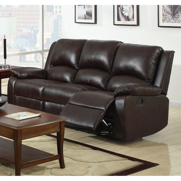 Furniture of America Oxford Manual Reclining Leather Sofa CM6555-S IMAGE 1