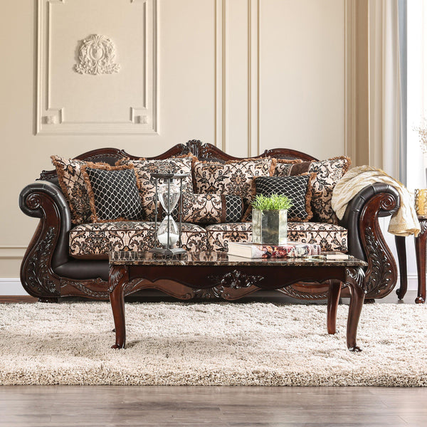 Furniture of America Jamael Stationary Fabric and Faux Leather Sofa SM6405-SF IMAGE 1