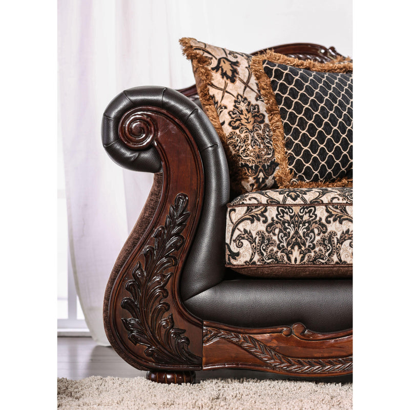 Furniture of America Jamael Stationary Fabric and Faux Leather Sofa SM6405-SF IMAGE 2