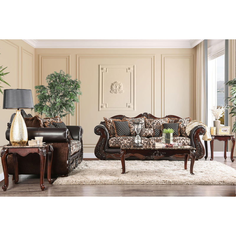 Furniture of America Jamael Stationary Fabric and Faux Leather Sofa SM6405-SF IMAGE 4