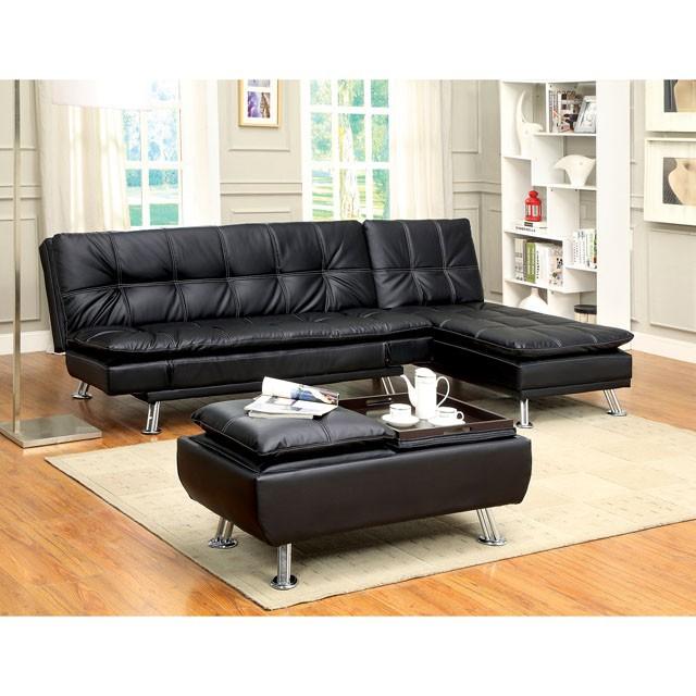 Furniture of America Hauser II Leatherette Chaise CM2677BK-CE IMAGE 3