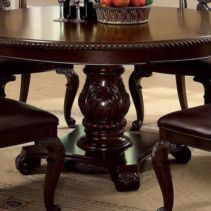 Furniture of America Round Bellagio Dining Table with Pedestal Base CM3319RT-TABLE IMAGE 4