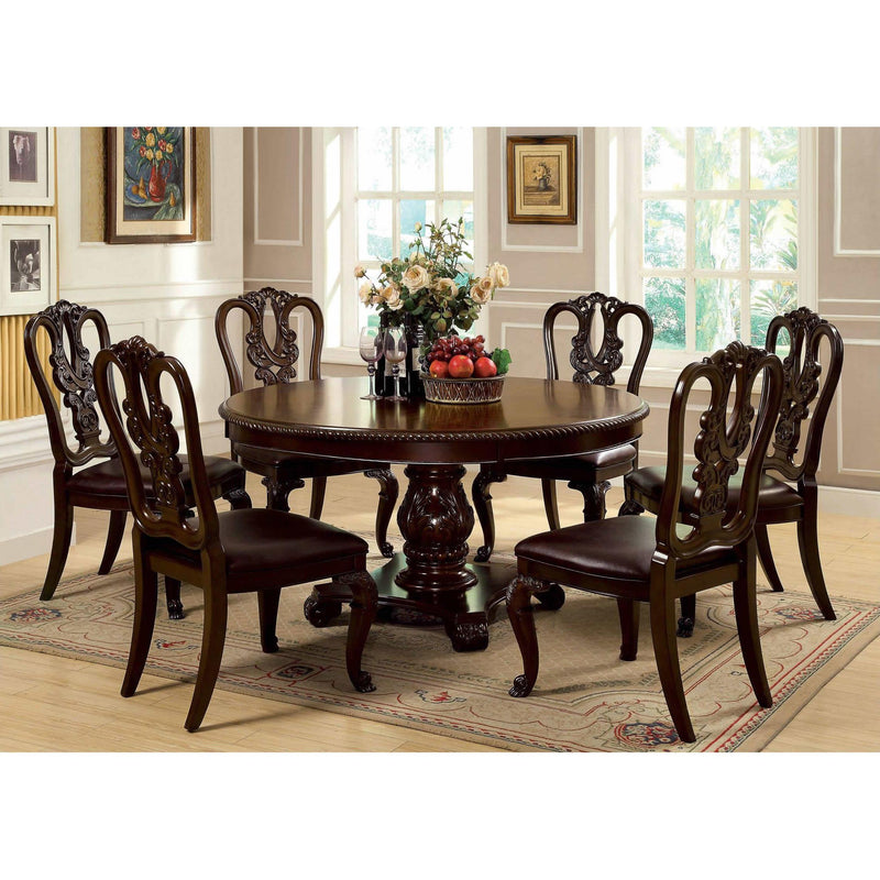 Furniture of America Round Bellagio Dining Table with Pedestal Base CM3319RT-TABLE IMAGE 5