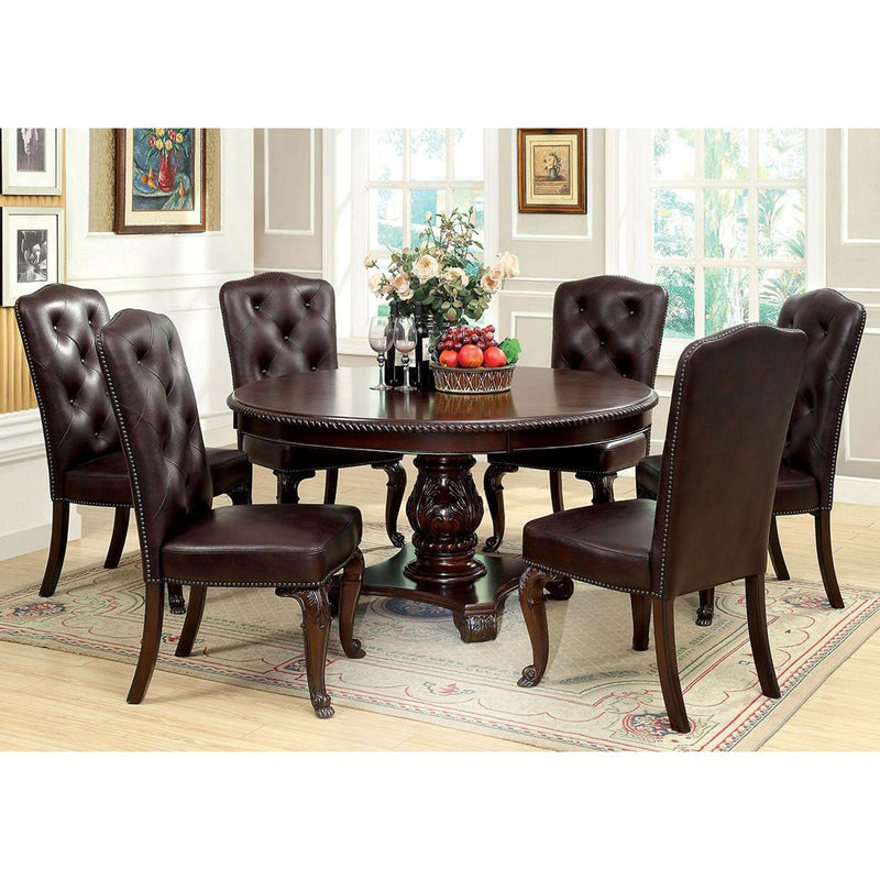 Furniture of America Round Bellagio Dining Table with Pedestal Base CM3319RT-TABLE IMAGE 6