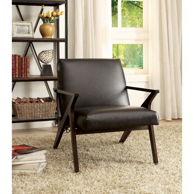 Furniture of America Margaux Stationary Leather Look Accent Chair CM-AC6265BR IMAGE 2