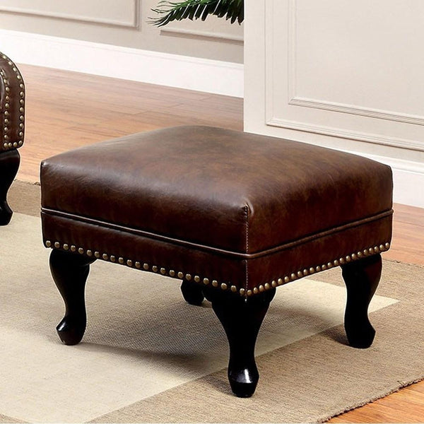 Furniture of America Vaugh Leather Look Ottoman CM-AC6801BR-OT IMAGE 1