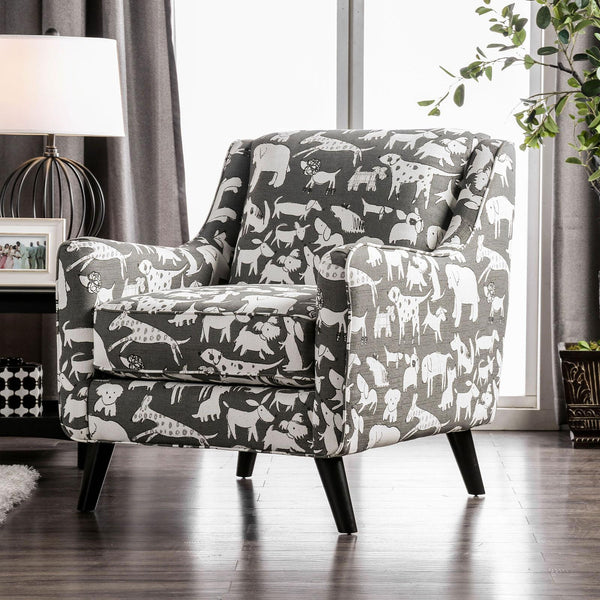 Furniture of America Patricia Stationary Fabric Accent Chair SM8171-CH-DG IMAGE 1