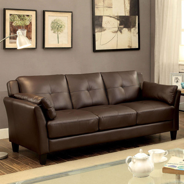Furniture of America Pierre Stationary Leatherette Sofa CM6717BR-SF-PK IMAGE 1
