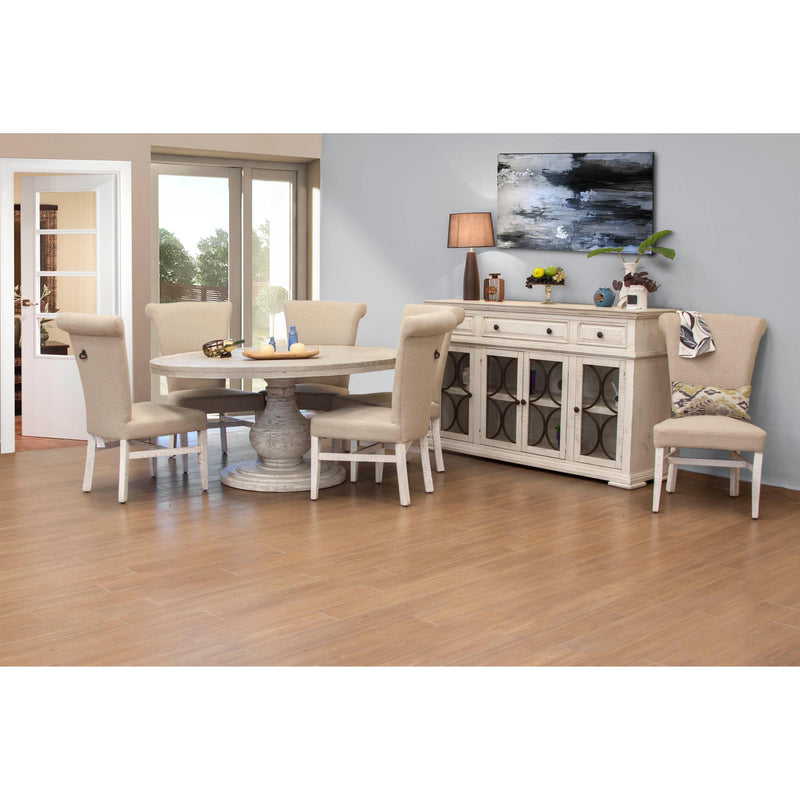 International Furniture Direct Round Bonaza Ivory Dining Table with Pedestal Base IFD4151RNDTP/IFD4150RNDBA IMAGE 4