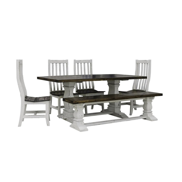 PFC Furniture Industries Antique White-Rustic Dining Table with Trestle Base Antique White-Rustic Mes2 Dining Table IMAGE 1