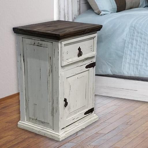 PFC Furniture Industries White Rustic 1-Drawer Nightstand White Rustic Nightstand IMAGE 1