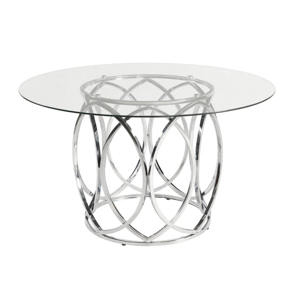 Elements International Round Merlin Dining Table with Glass Top and Pedestal Base CDML100DTTB IMAGE 1