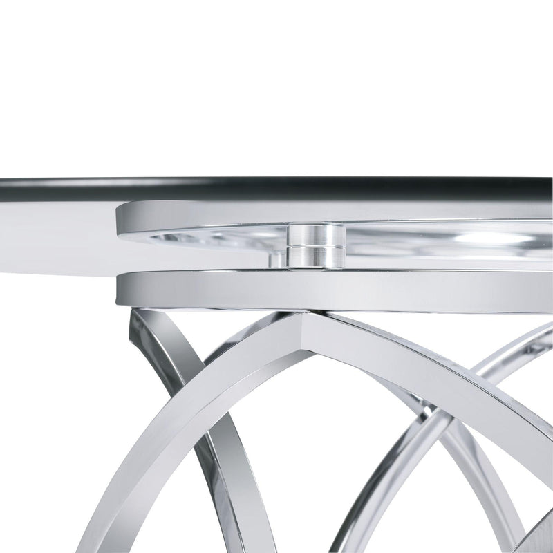 Elements International Round Merlin Dining Table with Glass Top and Pedestal Base CDML100DTTB IMAGE 3