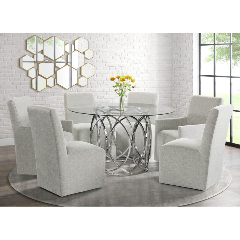 Elements International Round Merlin Dining Table with Glass Top and Pedestal Base CDML100DTTB IMAGE 4