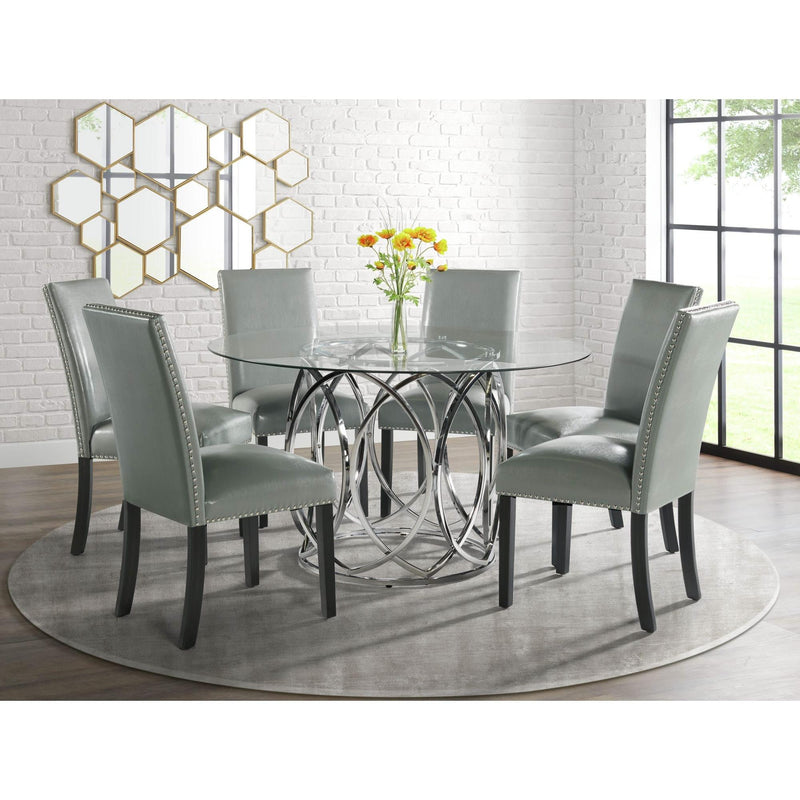 Elements International Round Merlin Dining Table with Glass Top and Pedestal Base CDML100DTTB IMAGE 5