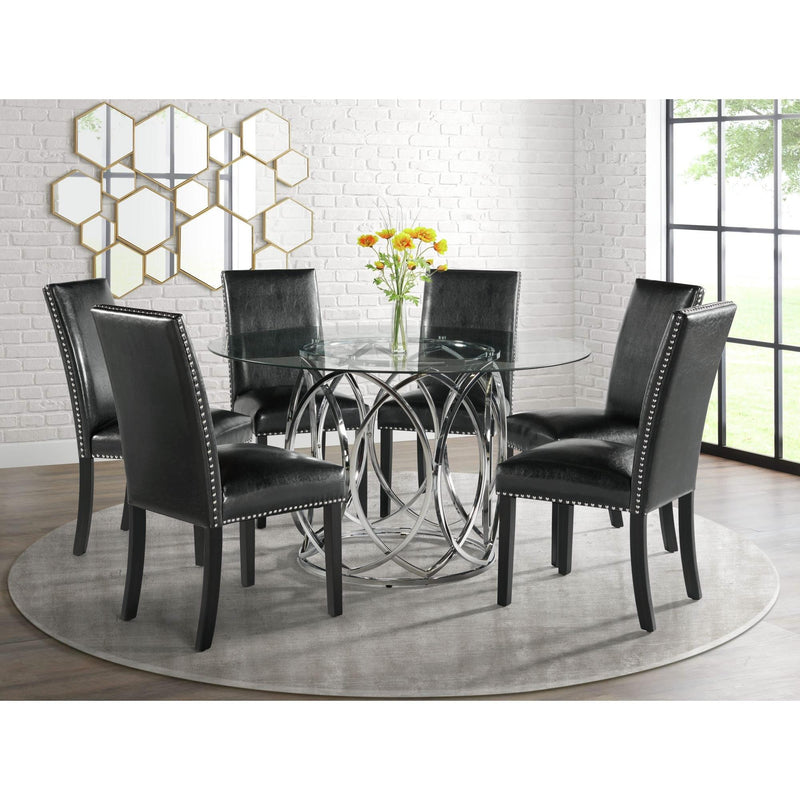 Elements International Round Merlin Dining Table with Glass Top and Pedestal Base CDML100DTTB IMAGE 6