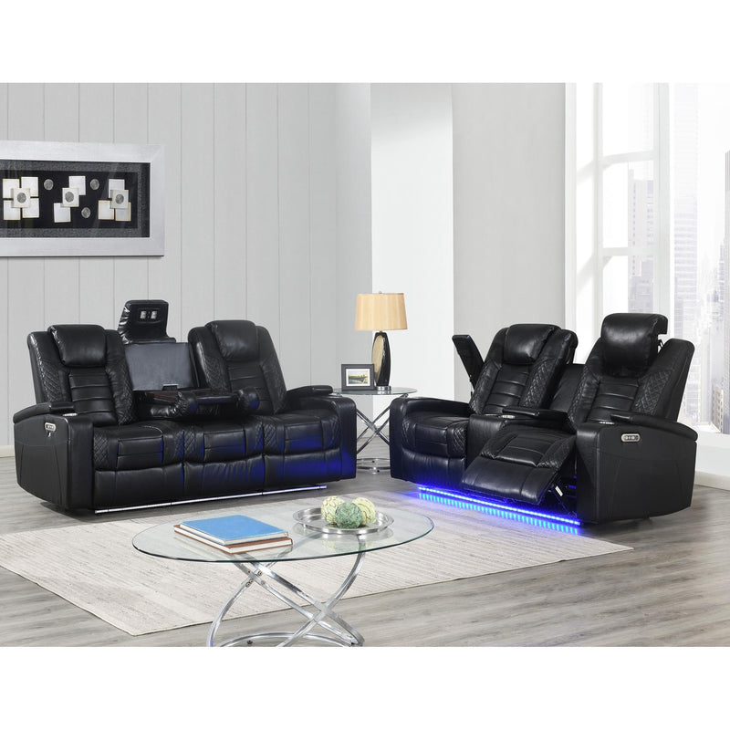 PFC Furniture Industries Transformer Power Reclining Fabric and Leather Look Sofa Transformer U1871 Power Reclining Sofa - Black IMAGE 2