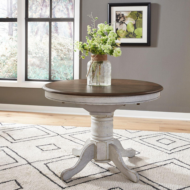  Liberty Furniture Industries Inc. Carolina Crossing 186W-CD-PED Oval Pedestal Table - White IMAGE 3