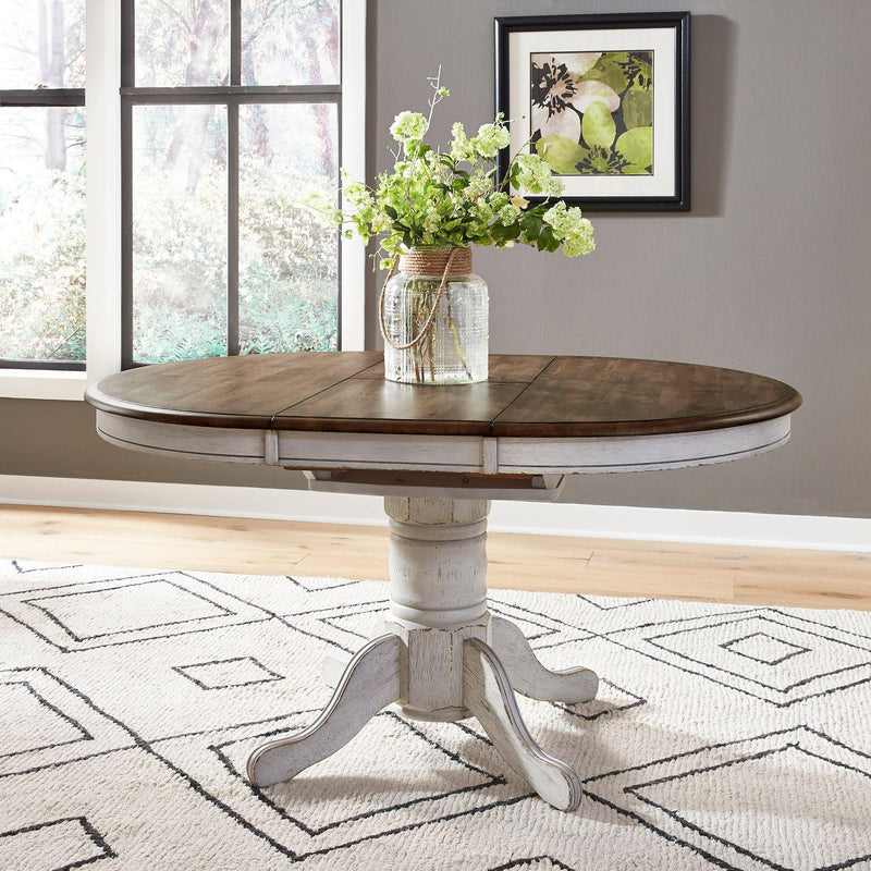  Liberty Furniture Industries Inc. Carolina Crossing 186W-CD-PED Oval Pedestal Table - White IMAGE 4