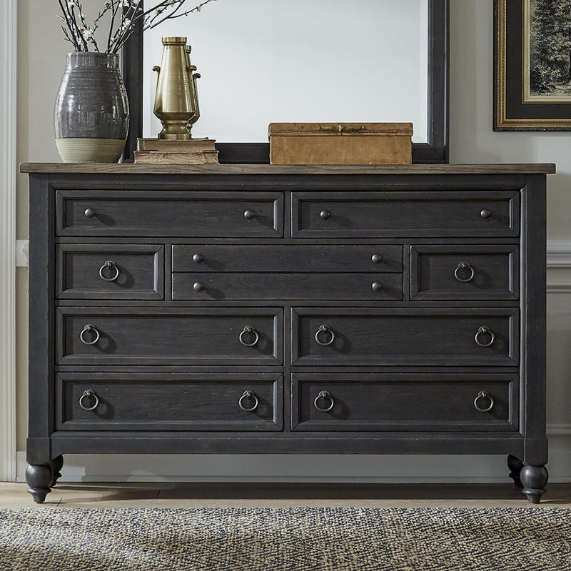  Liberty Furniture Industries Inc. Americana Farmhouse 615-BR31-B 9-Drawer Dresser - Black IMAGE 1